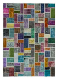 Multicolor Patchwork Hand-Knotted Turkish Rug - 6' 11" x 9' 9" (83" x 117")