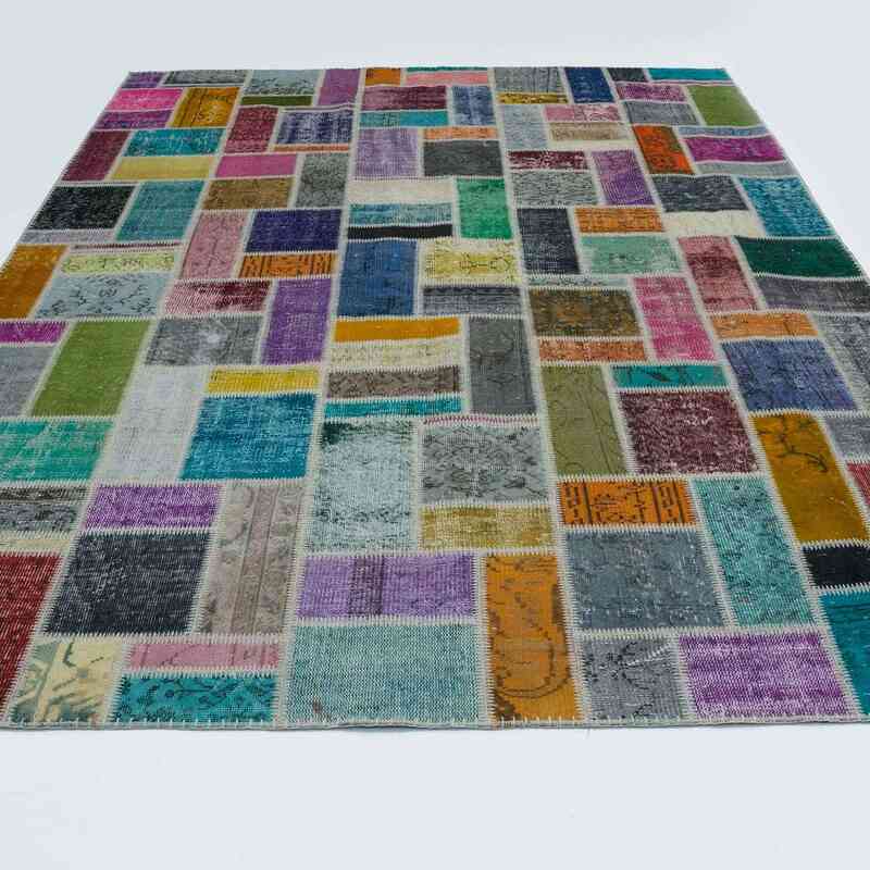 Multicolor Patchwork Hand-Knotted Turkish Rug - 6' 11" x 9' 9" (83" x 117") - K0020255