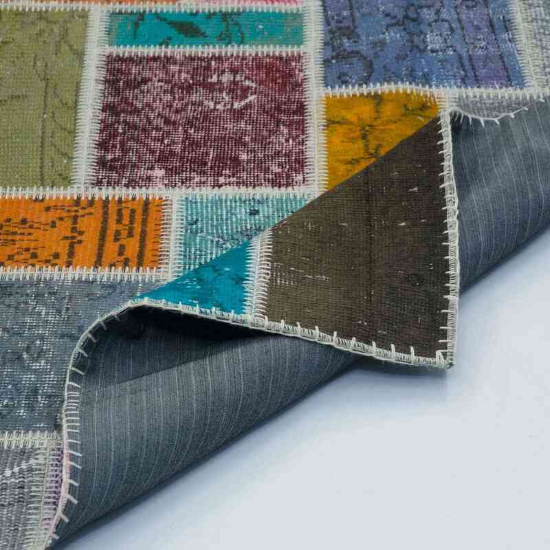 Multicolor Patchwork Hand-Knotted Turkish Rug - 6' 11" x 9' 9" (83" x 117") - K0020255
