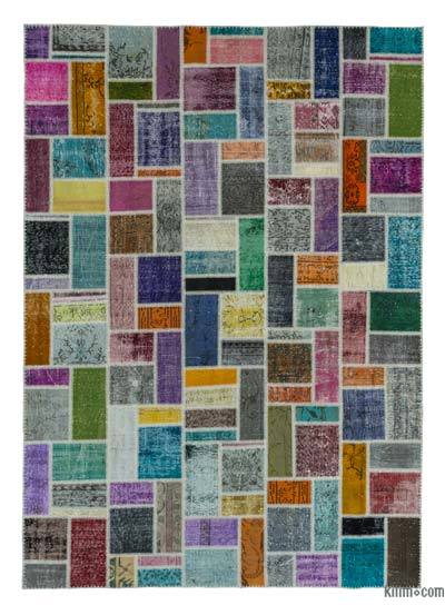 Çok Renkli Boyalı Patchwork Halı - 210 cm x 298 cm