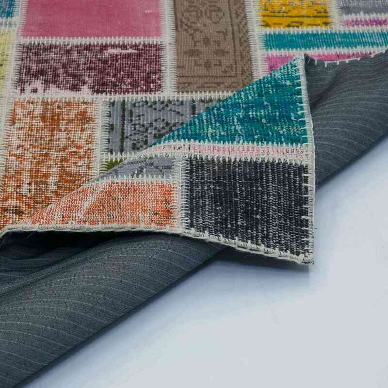 Multicolor Alfombra De Retazos Turca Sobre-teñida - 206 cm x 297 cm - K0020262