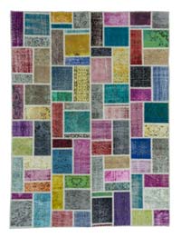 Çok Renkli Boyalı Patchwork Halı - 174 cm x 237 cm