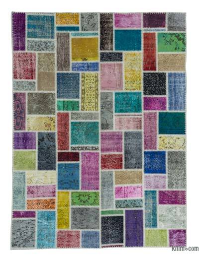 Multicolor Alfombra De Retazos Turca Sobre-teñida - 174 cm x 237 cm