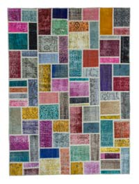 Multicolor Patchwork Hand-Knotted Turkish Rug - 5' 9" x 7' 9" (69" x 93")