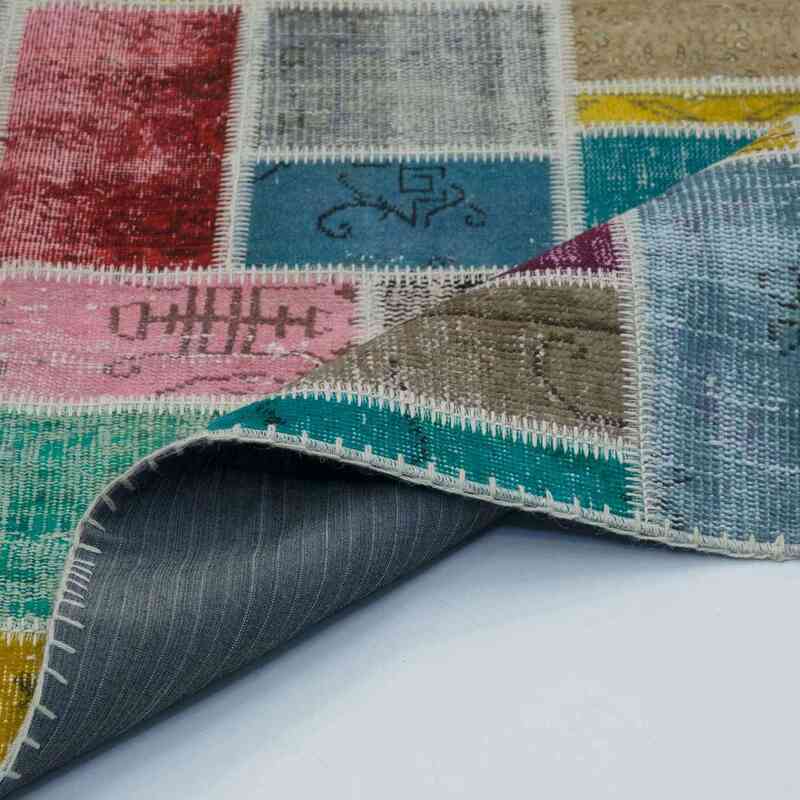 Multicolor Patchwork Hand-Knotted Turkish Rug - 5' 9" x 7' 9" (69" x 93") - K0020265