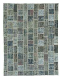 Blue Patchwork Hand-Knotted Turkish Rug - 5' 9" x 7' 7" (69" x 91")
