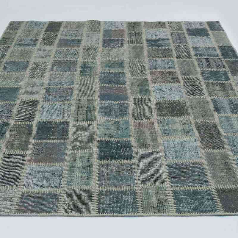 Açık Mavi Boyalı Patchwork Halı - 175 cm x 230 cm - K0020266