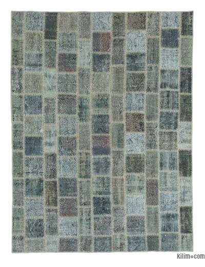 Açık Mavi Boyalı Patchwork Halı - 175 cm x 230 cm