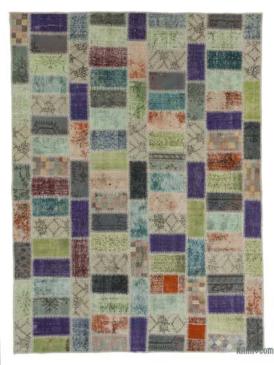 Multicolor Patchwork Hand-Knotted Turkish Rug - 5' 11" x 7' 11" (71" x 95")