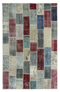 Çok Renkli Boyalı Patchwork Halı - 147 cm x 230 cm