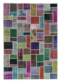 Çok Renkli Boyalı Patchwork Halı - 173 cm x 240 cm