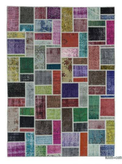 Çok Renkli Boyalı Patchwork Halı - 173 cm x 240 cm