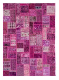 Fuşya Boyalı Patchwork Halı - 173 cm x 238 cm