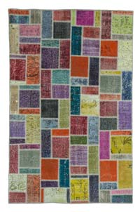 Çok Renkli Boyalı Patchwork Halı - 165 cm x 260 cm