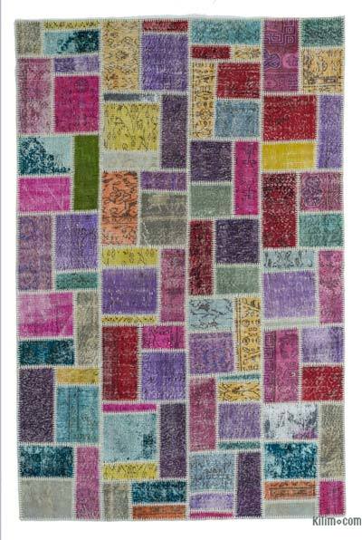 Çok Renkli Boyalı Patchwork Halı - 168 cm x 256 cm