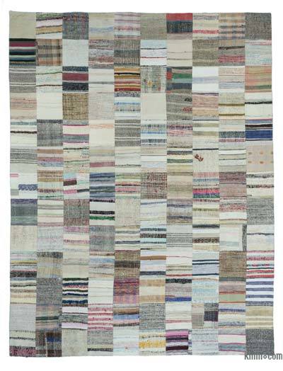 Bej, Çok Renkli Anadolu Çaput Patchwork Kilim - 302 cm x 400 cm