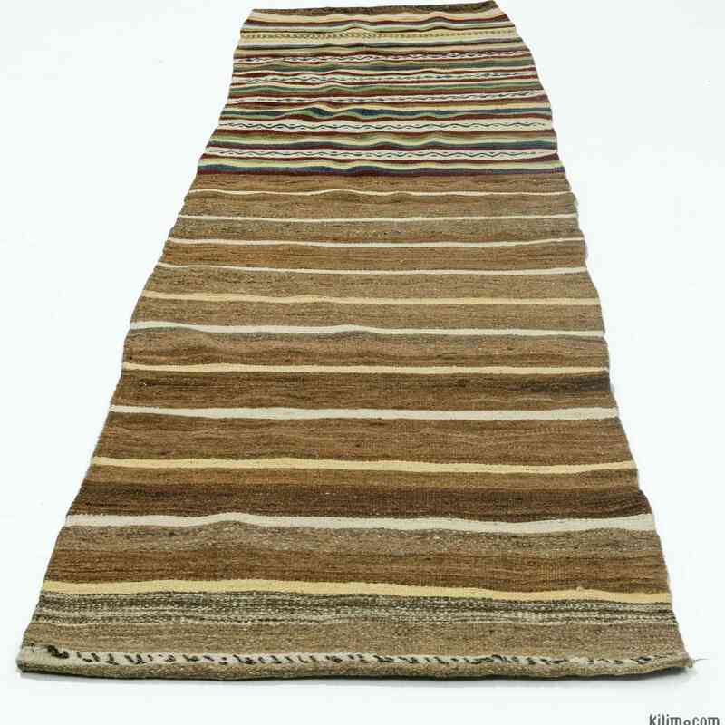 Marrón Kilim Vintage Turco De Pasillo - 69 cm x 260 cm - K0020636