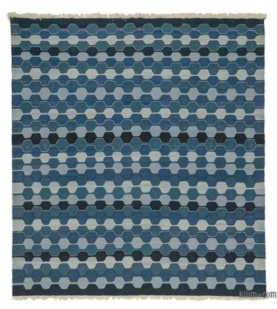 Lacivert Yeni Kök Boya El Dokuma Kilim - 228 cm x 247 cm