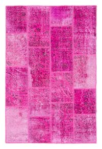 Pembe Boyalı Patchwork Halı - 121 cm x 183 cm