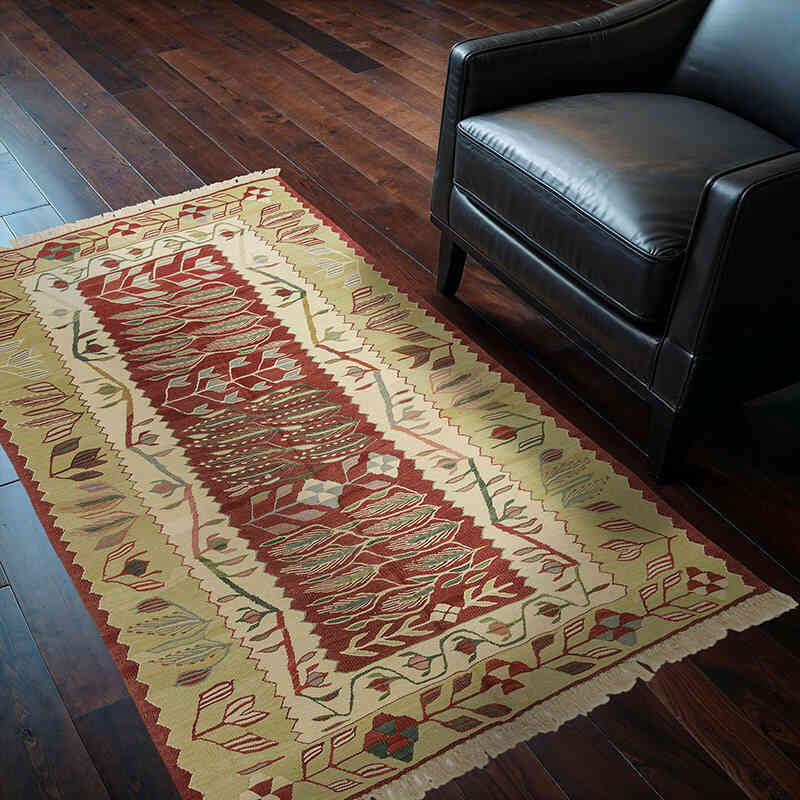 Red New Handwoven Turkish Kilim Rug - 3' 11" x 5' 7" (47" x 67") - K0020735