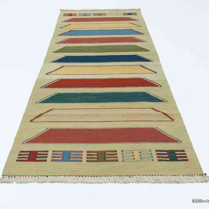 Green New Turkish Kilim Runner - K0020736