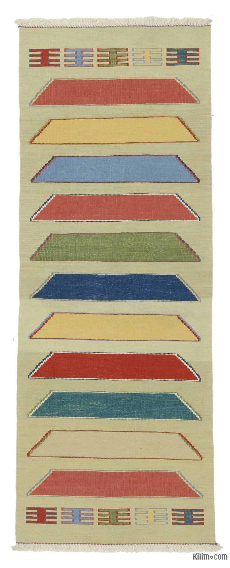 Green New Turkish Kilim Runner - K0020736
