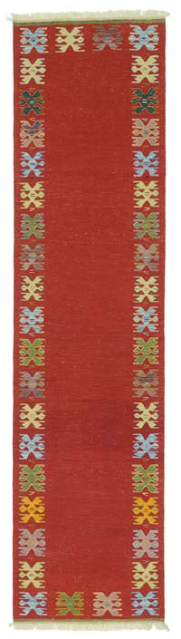 Red New Turkish Kilim Runner - 2' 10" x 11' 2" (34" x 134")