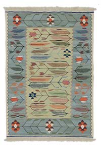 Blue, Green New Handwoven Turkish Kilim Rug