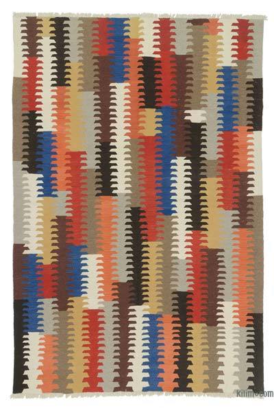 Çok Renkli Yeni Kök Boya El Dokuma Kilim - 186 cm x 274 cm