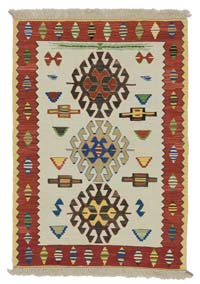 Bej, Kırmızı Yeni El Dokuma Kilim
