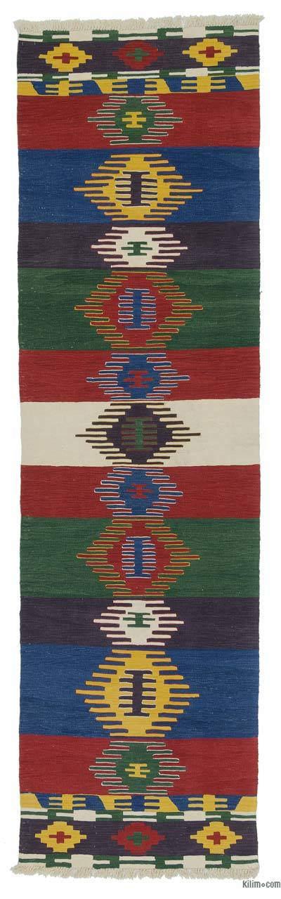 Çok Renkli Yeni Kök Boya Yolluk Kilim - 90 cm x 318 cm