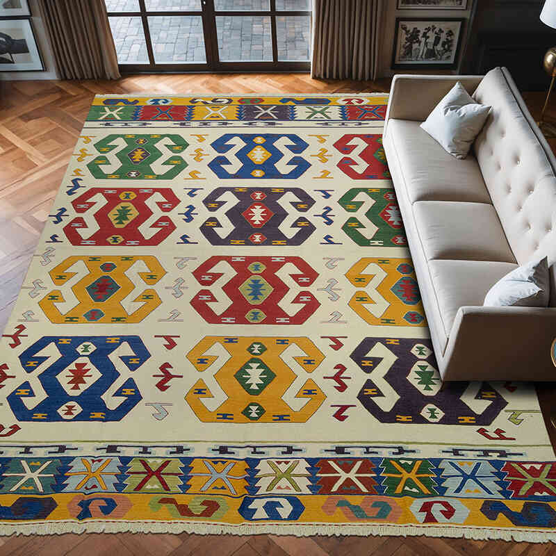 Multicolor New Handwoven Turkish Kilim Rug - 9' 1" x 12' 10" (109" x 154") - K0020783