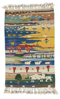 Blue, Yellow New Turkish Kilim Rug