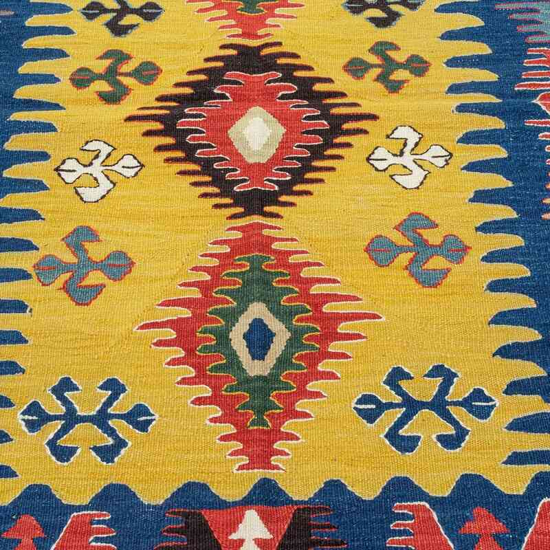 Yellow, Blue New Handwoven Turkish Kilim Rug - K0020796