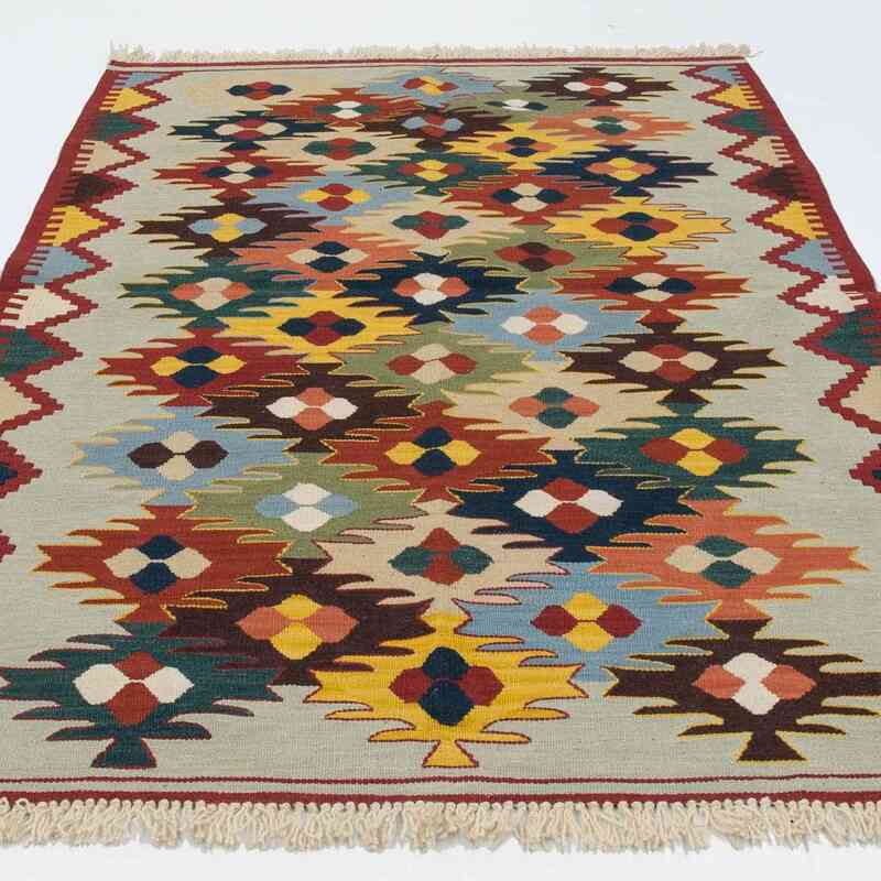Multicolor, Blue New Handwoven Turkish Kilim Rug - K0020803