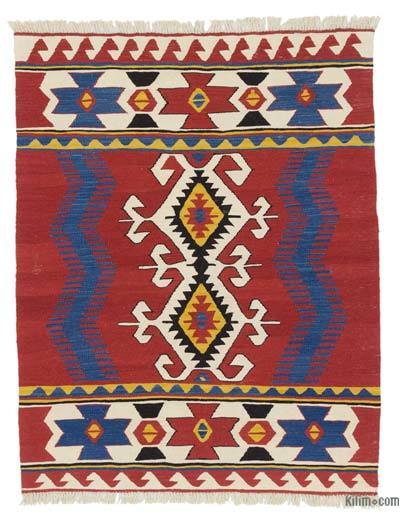 Kırmızı Yeni Kök Boya El Dokuma Kilim - 119 cm x 150 cm
