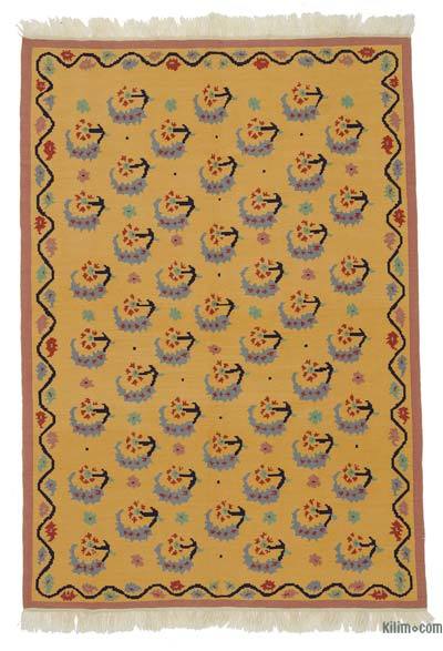 Sarı Yeni Kök Boya El Dokuma Kilim - 161 cm x 230 cm