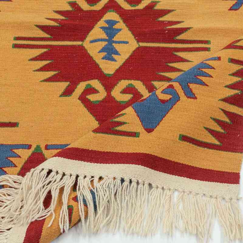 Amarillo, Rojo Nueva Alfombra Turca Kilim - 98 cm x 291 cm - K0021053