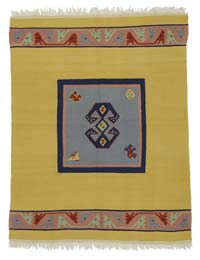 Yellow New Turkish Kilim Rug - 5' 6" x 6' 11" (66" x 83")