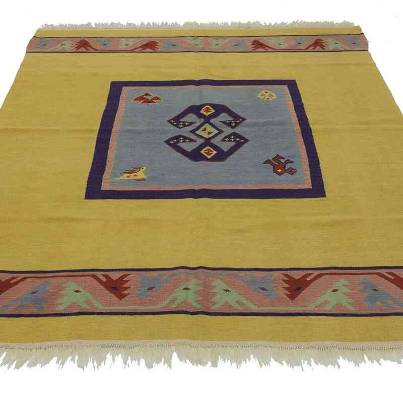 Amarillo Nueva Alfombra Turca Kilim - 168 cm x 211 cm - K0021054