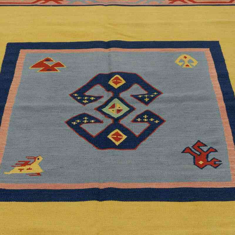 Amarillo Nueva Alfombra Turca Kilim - 168 cm x 211 cm - K0021054