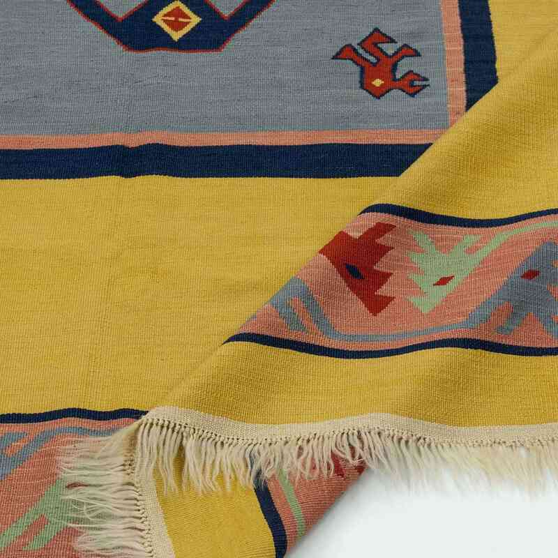 Amarillo Nueva Alfombra Turca Kilim - 168 cm x 211 cm - K0021054