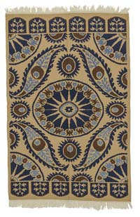 Beige, Blue New Turkish Kilim Rug - 157 cm x 239 cm