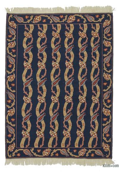 Lacivert Yeni Kök Boya El Dokuma Kilim - 170 cm x 234 cm