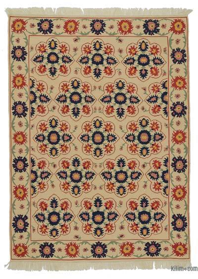 Bej Yeni Kök Boya El Dokuma Kilim - 193 cm x 265 cm