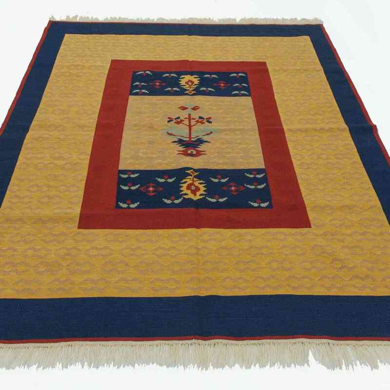 Yellow New Turkish Kilim Rug - 4' 11" x 6' 9" (59" x 81") - K0021084