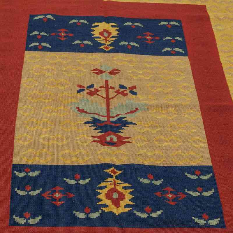Yellow New Turkish Kilim Rug - 4' 11" x 6' 9" (59" x 81") - K0021084