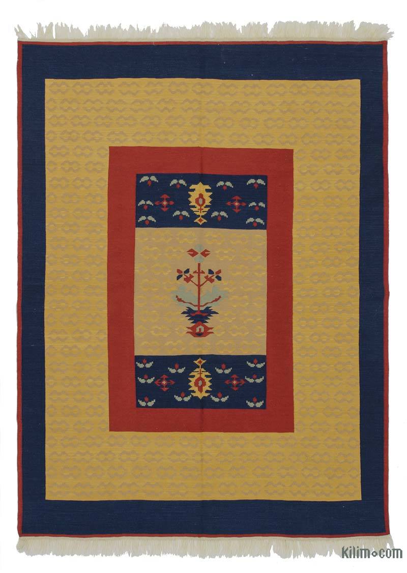 Yellow New Turkish Kilim Rug - 4' 11" x 6' 9" (59" x 81") - K0021084