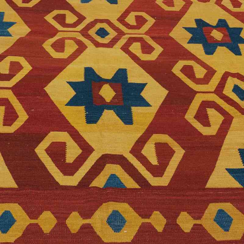Kırmızı, Sarı Yeni Kök Boya El Dokuma Kilim - 226 cm x 256 cm - K0021091
