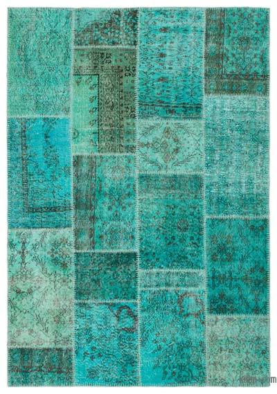 Patchwork Hand-Knotted Turkish Rug - 5' 4" x 7' 7" (64" x 91")